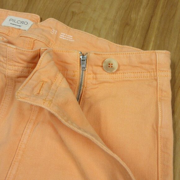 PILCRO ANTHROPOLOGIE The Kit Cropped High-Rise Wide-Leg Jeans Sz 31 Peach Orange - Picture 6 of 16